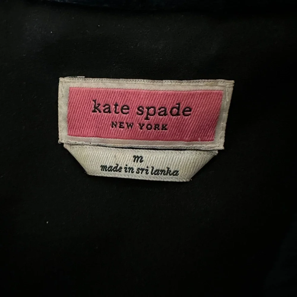 Kate Spade Womens Bathrobe M Black Plush Wrap Tie Red Pink Hearts Loungewear